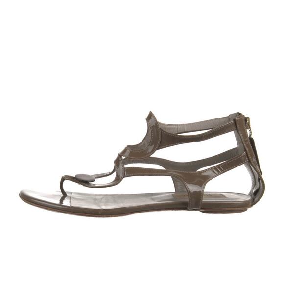 VALENTINO Garavani Brown Patent Leather Thong Gladiator Flat Sandals IT 37 US 7 - Picture 6 of 6